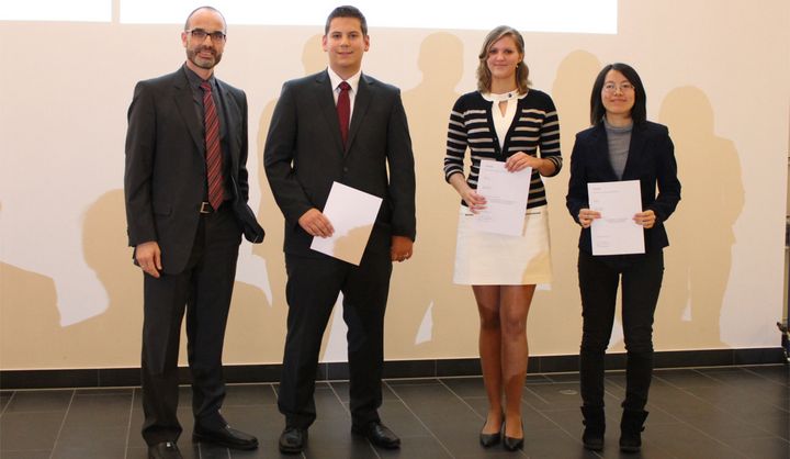 v.l. Dr.-Ing. Ludger Speier, Martin Niebuhr, M.Sc., Jasmin Tkocz, B.Sc., Dr.-Ing. Xiangqin Liu